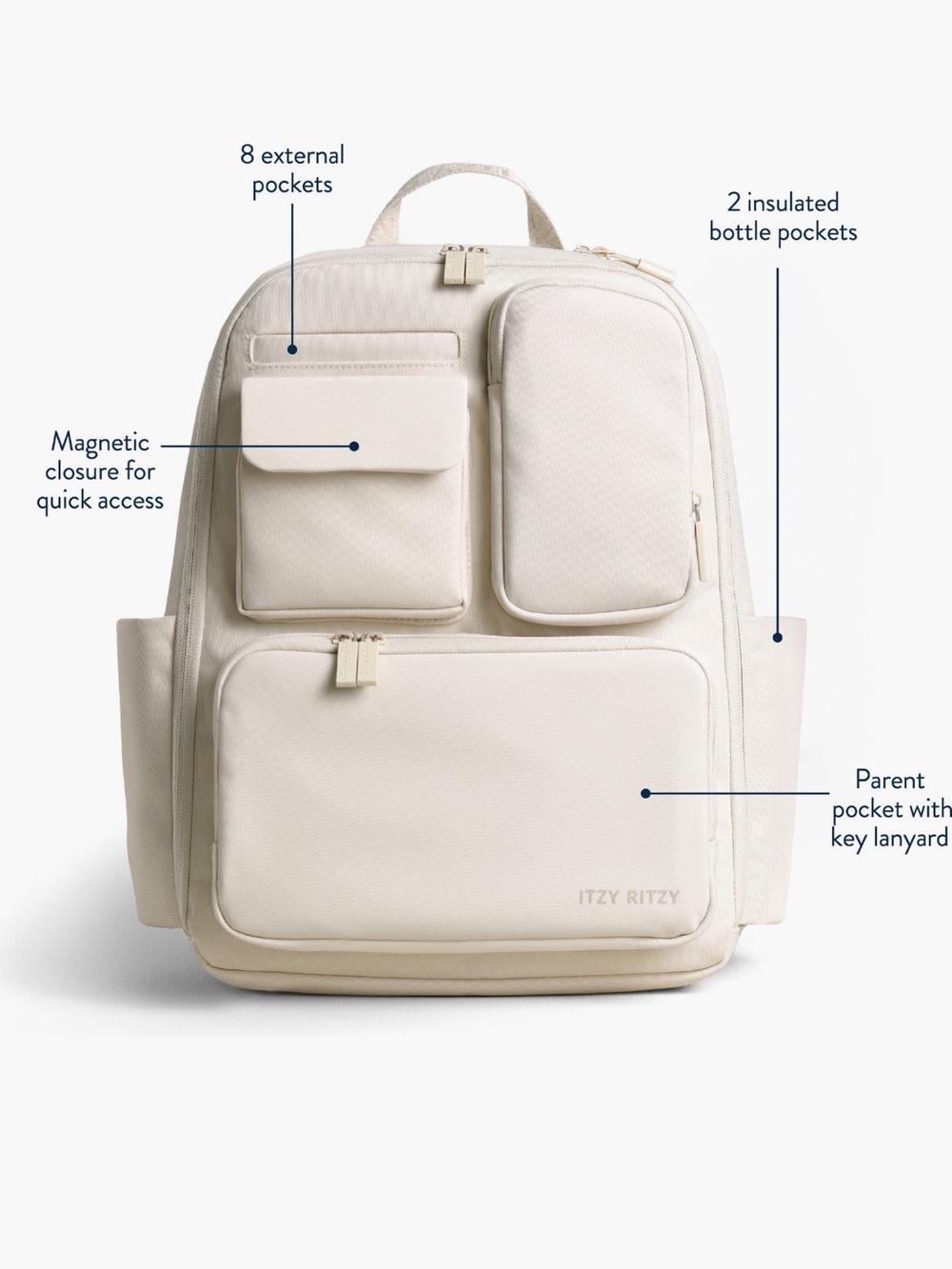 Itzy Ritzy Belong Utility Backpack in Cream | Diaper backpack | Changing Pad